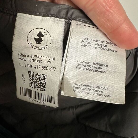 SAVE THE DUCK Men’s Navy Quilted Ultra Light Zip Hooded Jacket - Picture 6 of 11